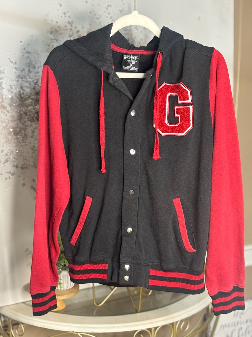 Harry Potter Gryffindor Black and Red Varsity Hoodie Jacket